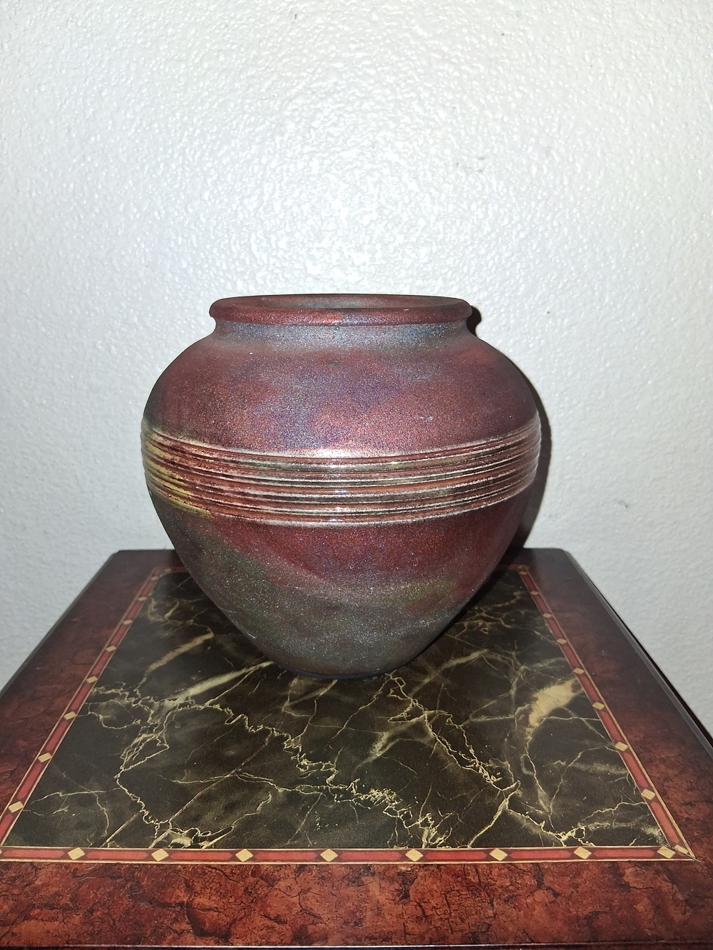Beautiful Raku Art Pottery Handmade Vase Artist Signed 7x6"